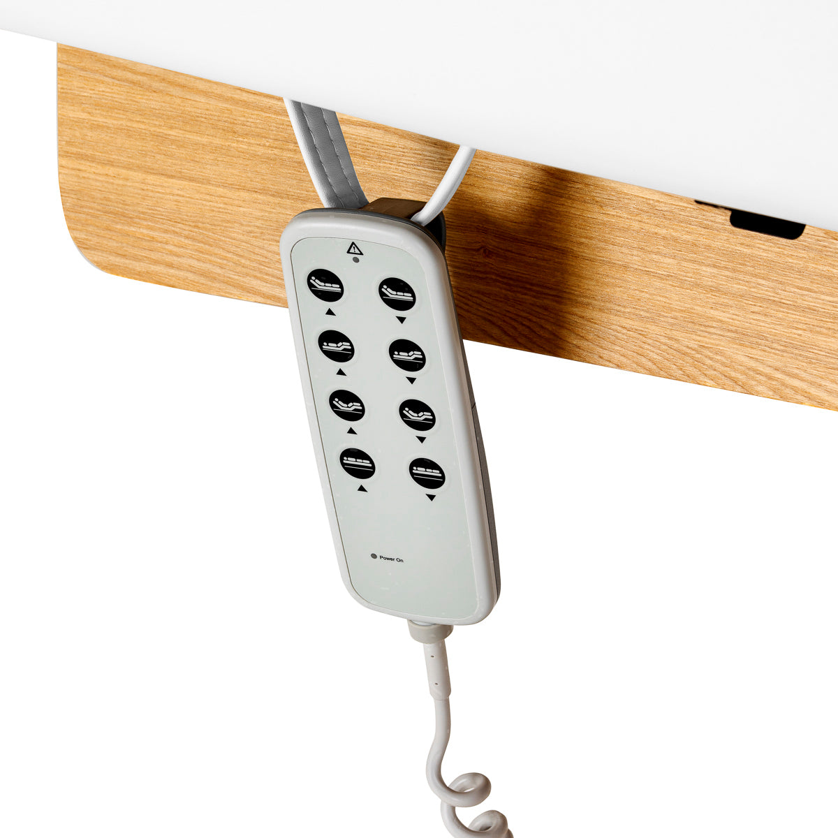 Sillon Siesta Elektryczna Leżanka SPA – Biała, Jasnobrązowa Podstawa · Pilot