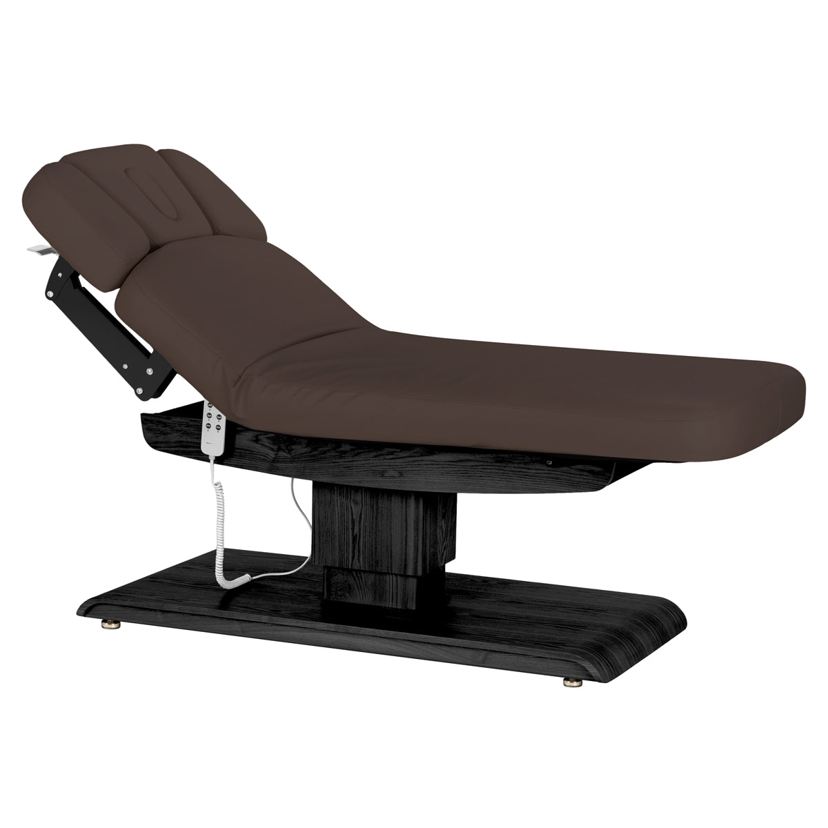Elektryczna Leżanka SPA Sillon Relax – Kolor Ciemny Brąz, Podstawa Czarna · Pozycja odchylona