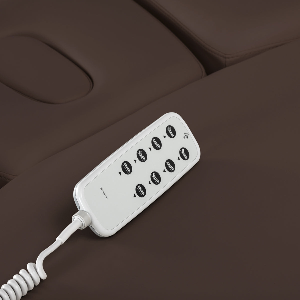 Elektryczna Leżanka SPA Sillon Relax – Kolor Ciemny Brąz, Podstawa Czarna · Pilot
