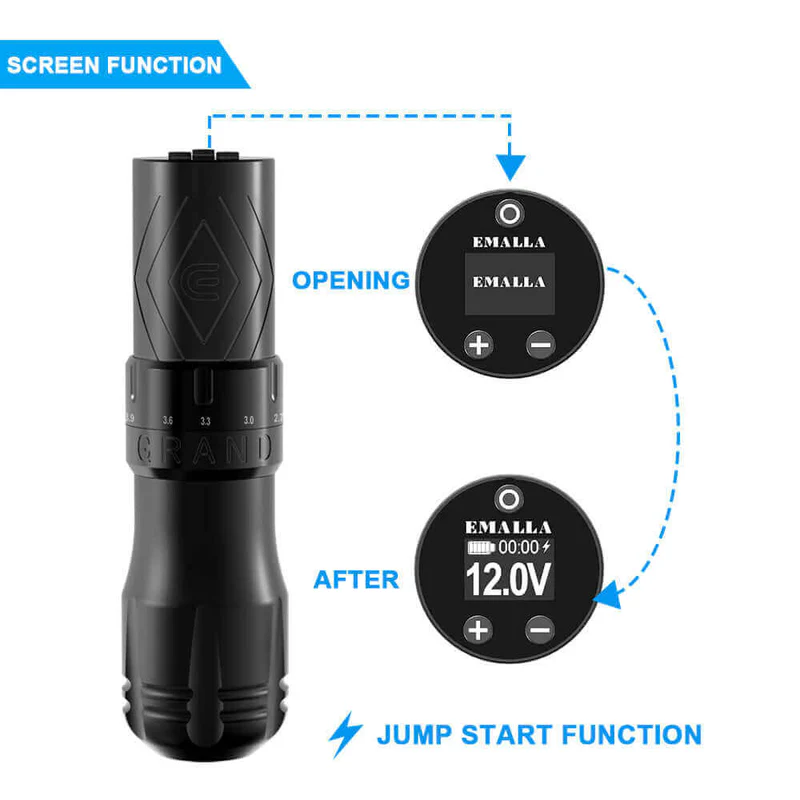 Emalla Grand display with voltage, battery level and jump-start function
