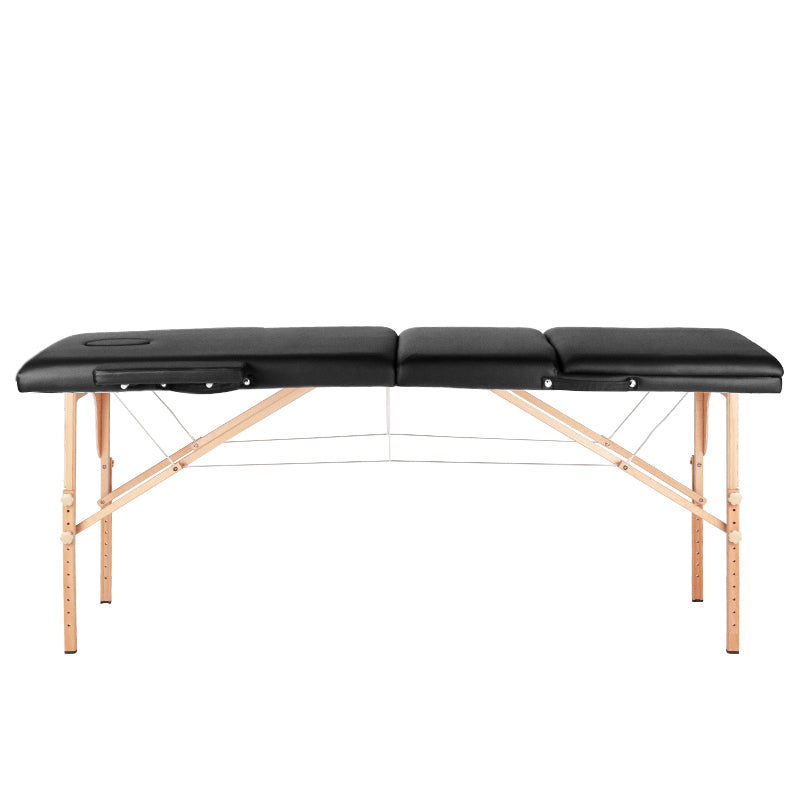 3-section black comfort massage table, wood comfort - BVShop