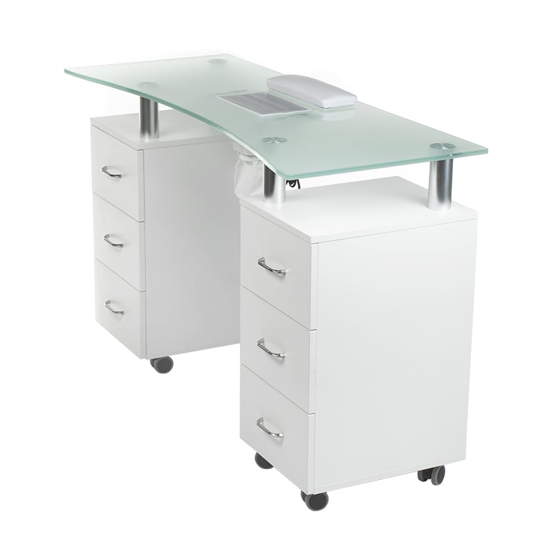 Manicure table with dust extractor hole BD-3425-1+O White - BVShop