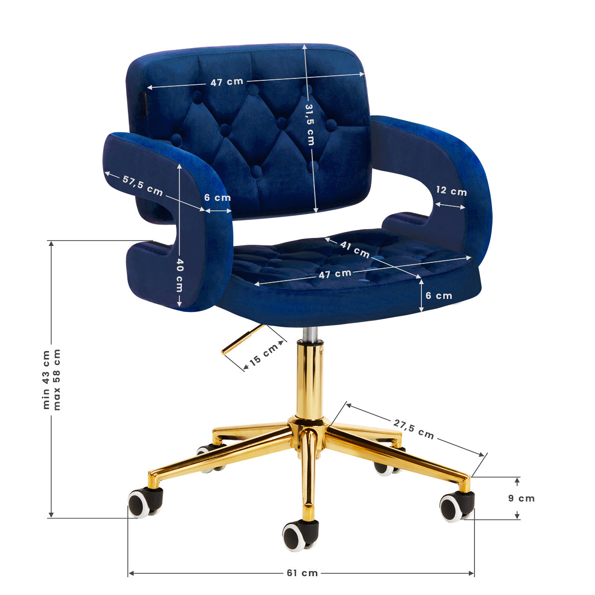 4Rico Chair QS-OF213G navy blue - BVShop