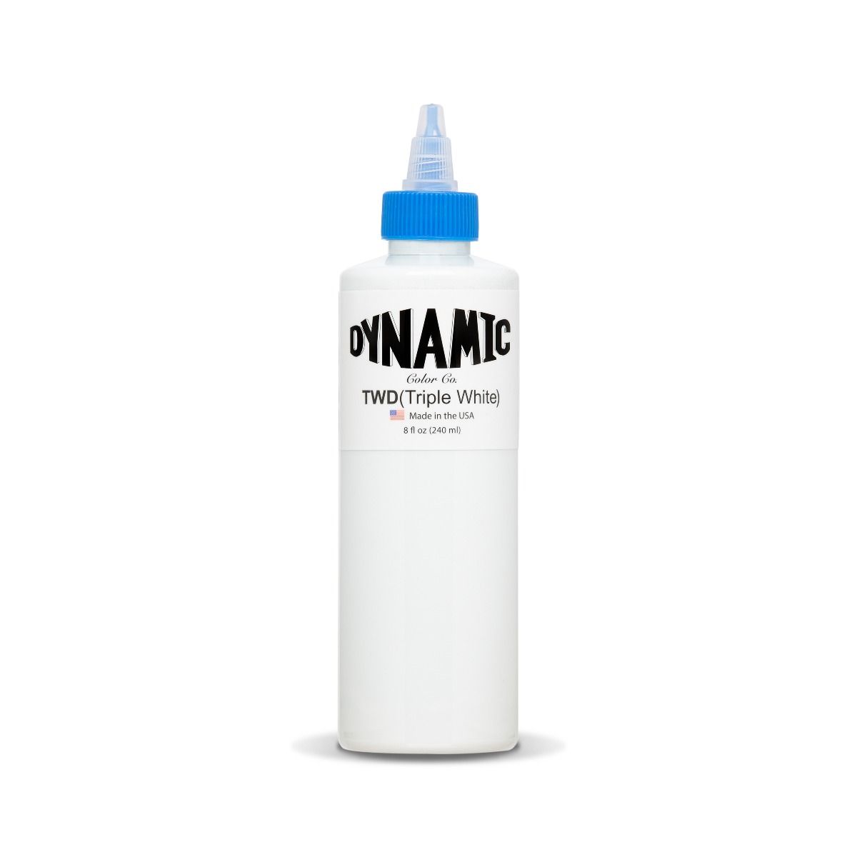 Dynamic Triple White hair treatment in 8oz bottle, featuring a sleek white design and easy-to-use pump for healthy hair care.