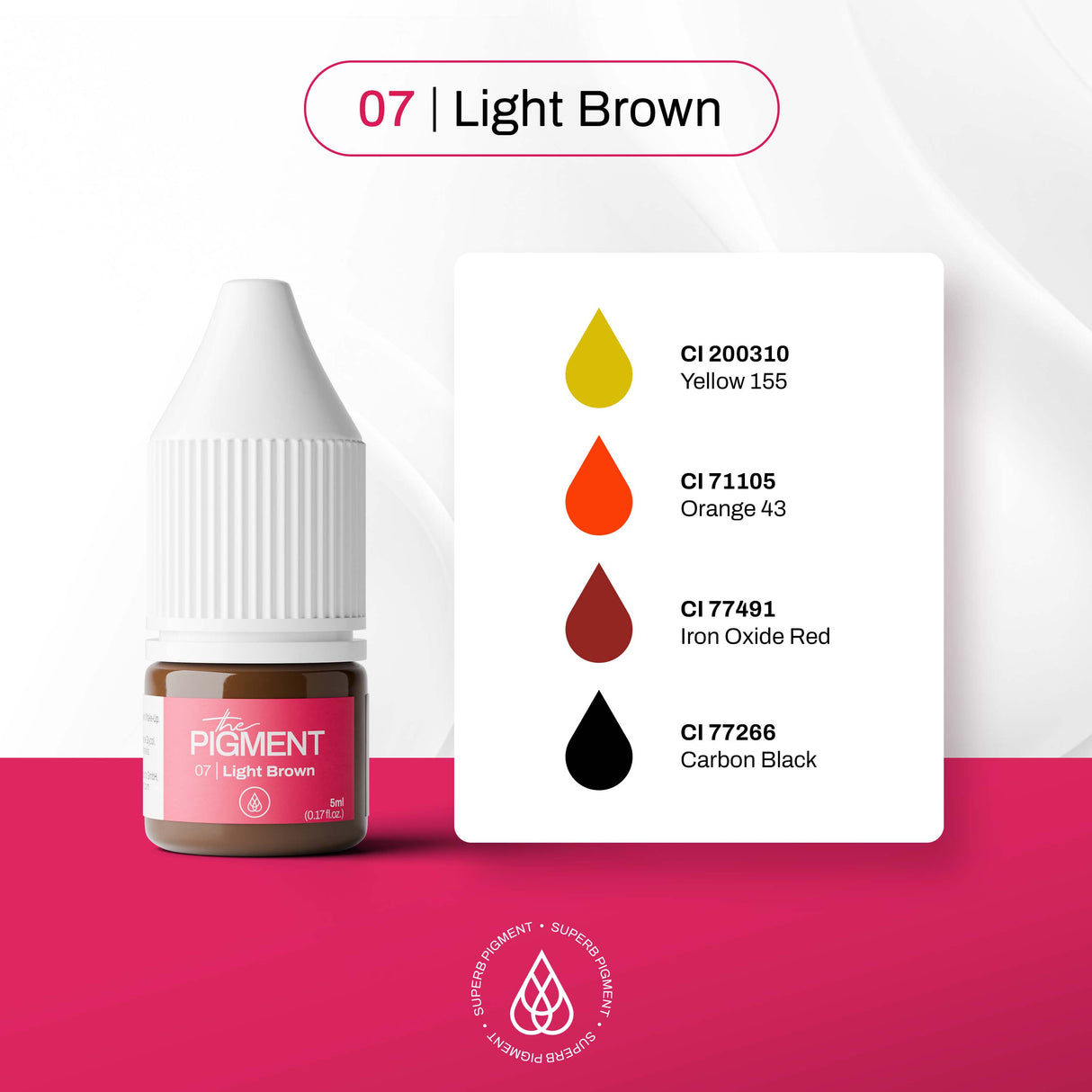 The Pigment 07 Light Brown warm light brown eyebrow pigment