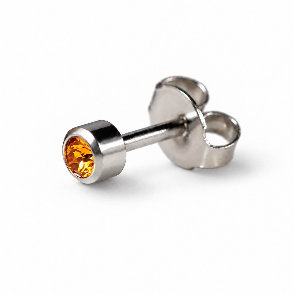 Caflon Blu Piercing Earrings Topaz 4 mm (White Stainless Steel)