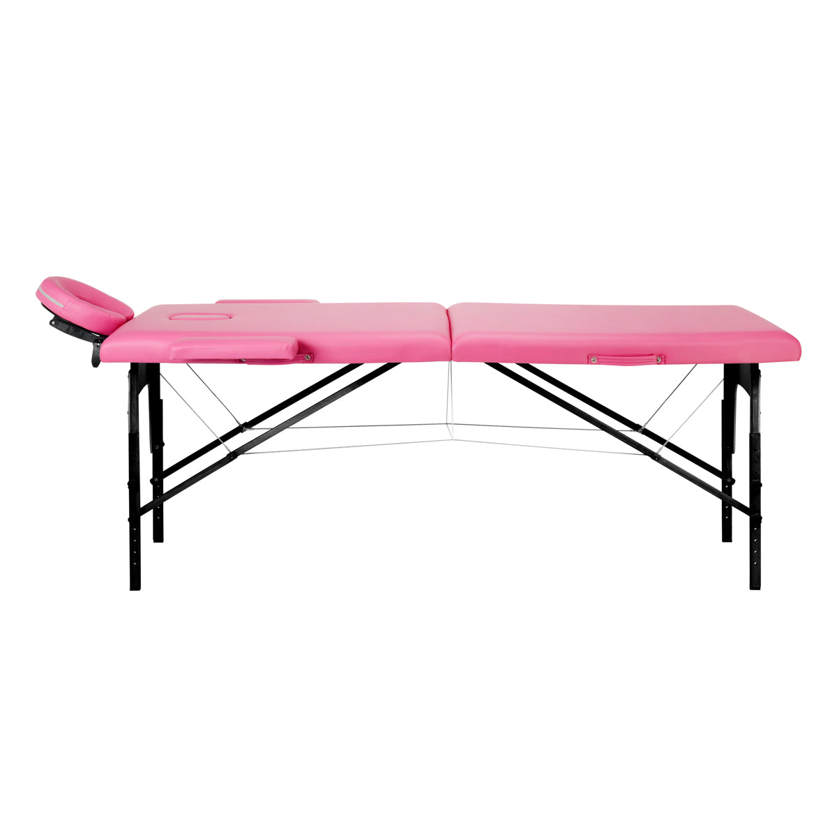 Folding massage table wooden Activ Fizjo comfort 2 segment pink black wood - BVShop