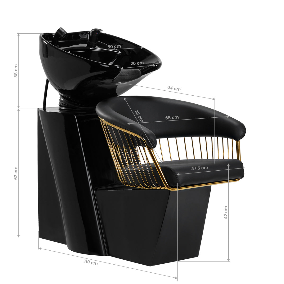 Gabbiano hairdressing wash unit Lille-M gold black - BVShop