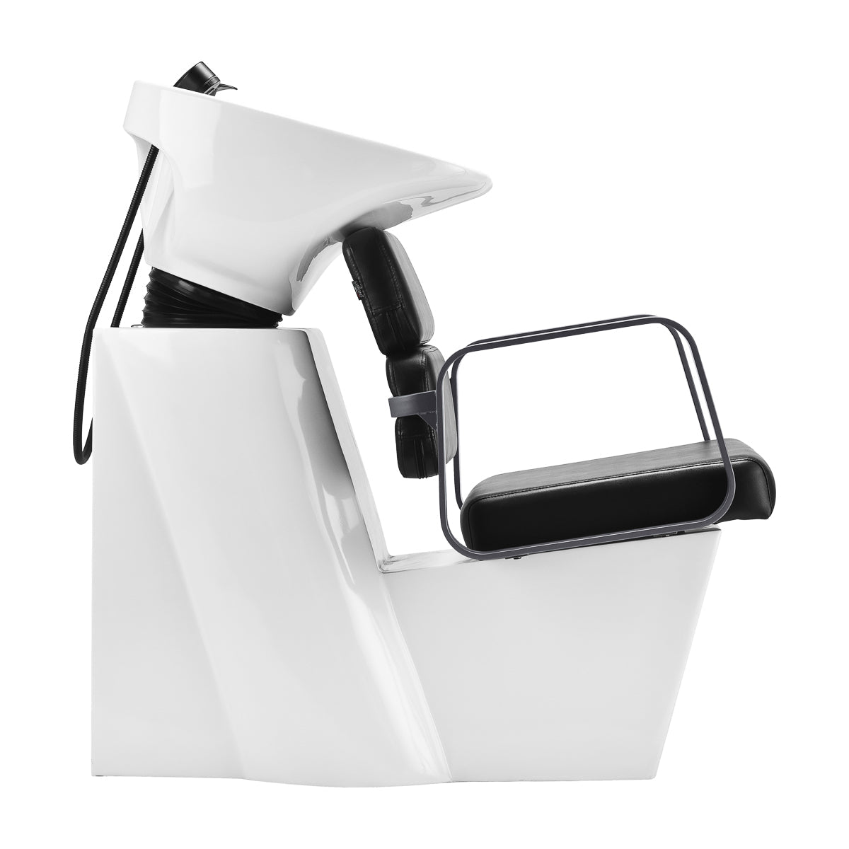 Gabbiano Porto grey and black hair wash unit for salon, featuring a comfortable chair and basin for professional hairdressing.