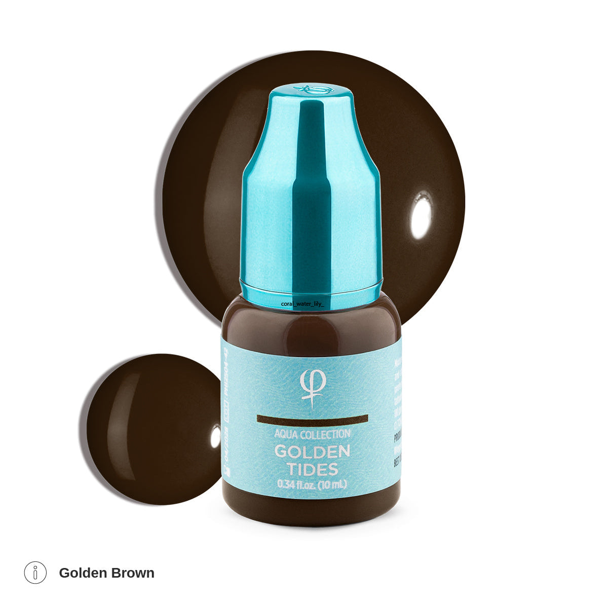 PhiAcademy PMU Aqua Golden Tides Pigment 10ml on a light background