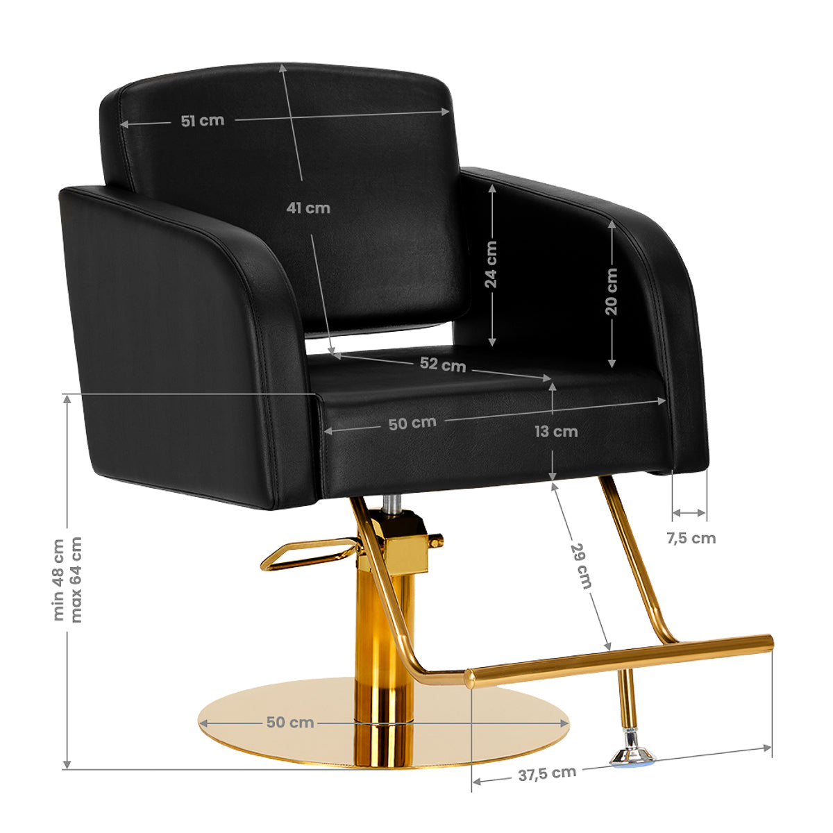 Hairdressing chair Gabbiano Turyn black gold - BVShop
