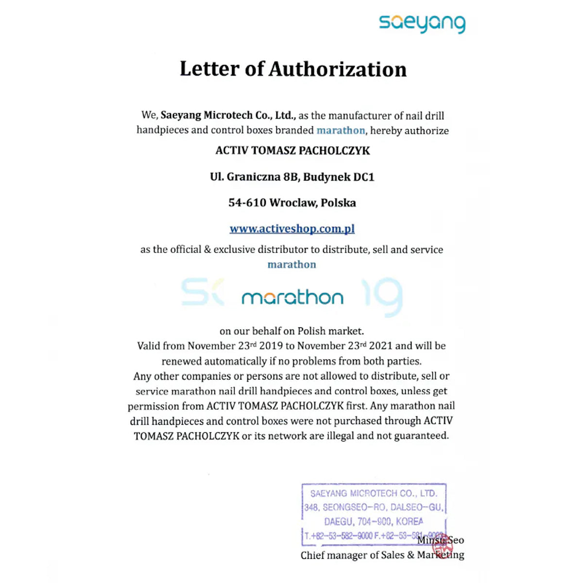 Saeyang Marathon 3 Champion Nail Drill Machine White + H200 - BVShop