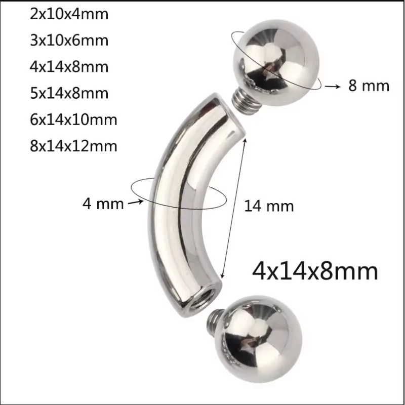 Titanium Big Size Internal Thread Curved Barbell - BVShop