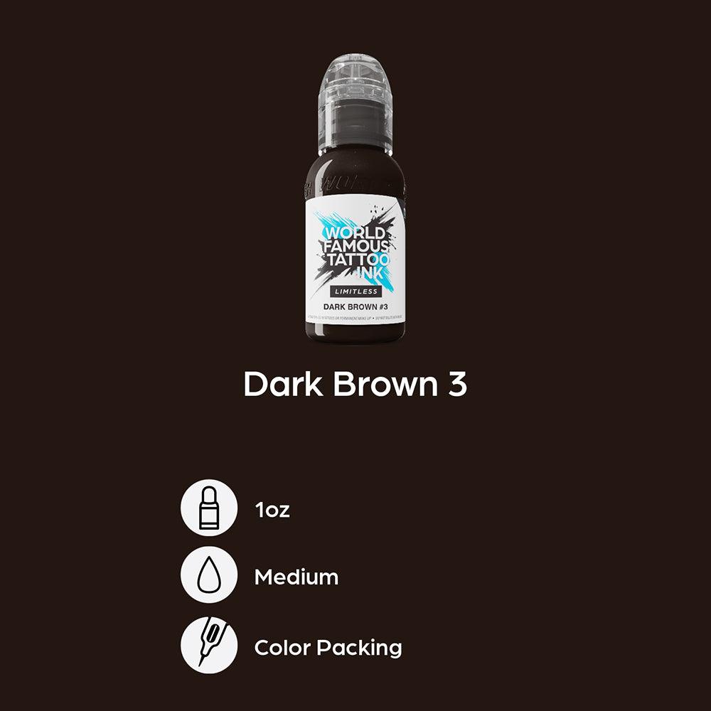 World Famous Limitless Tattoo Ink Dark Brown 3 30ml - BVShop