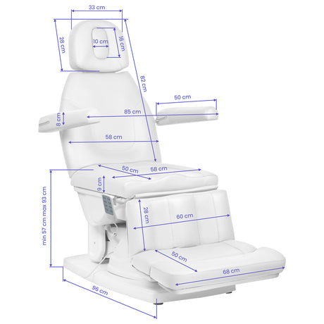 Kate electric podiatry chair, 4 actuators, white - BVShop