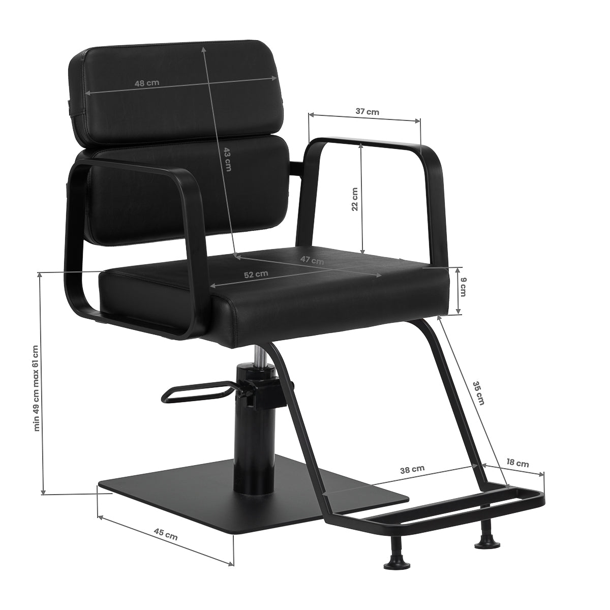 Gabbiano Porto-BM hairdressing chair black - BVShop