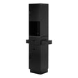 GABBIANO Totem Black hairdressing station with mirror and storage shelves, salon furniture for professional hair styling.