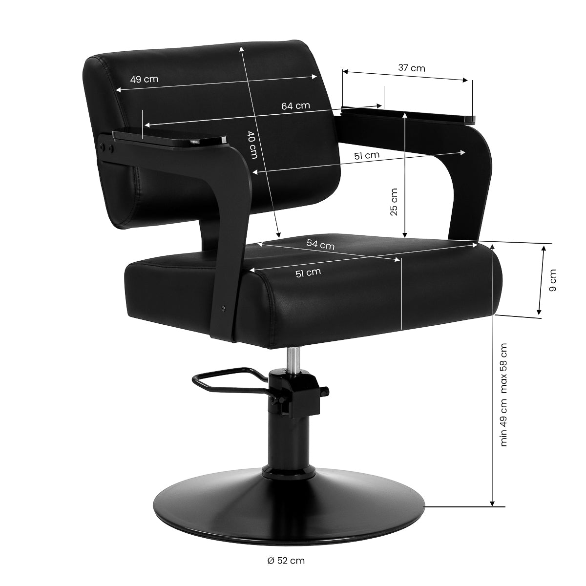 Hair System Jet noir hairdressing chair black - BVShop