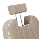 Beige Gabbiano Rufo barber chair side view with headrest