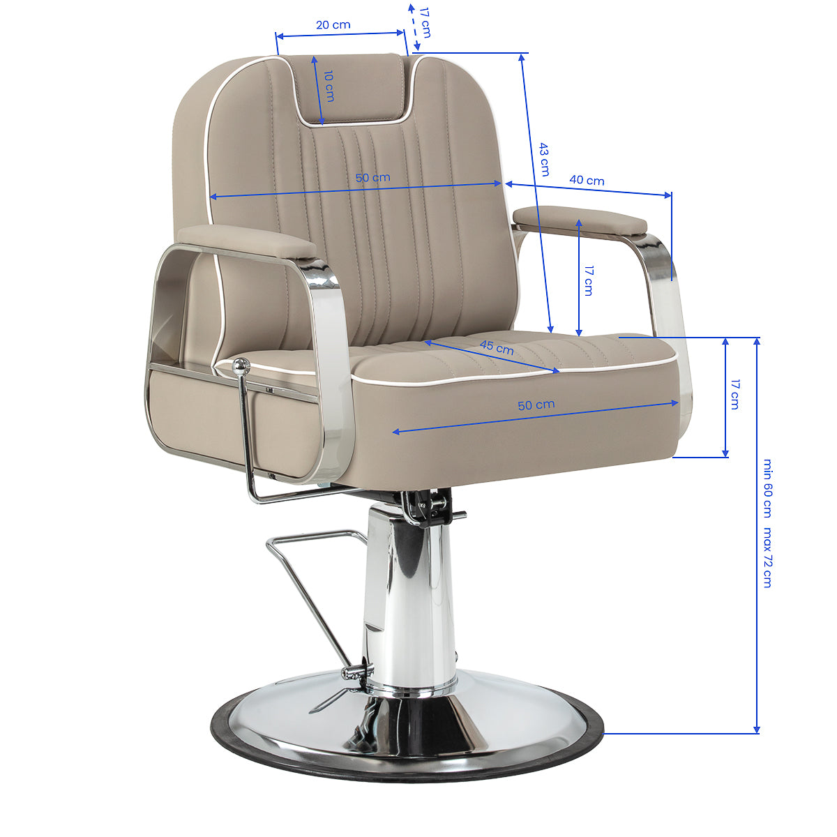 Gabbiano Rufo barber chair dimensions beige salon furniture