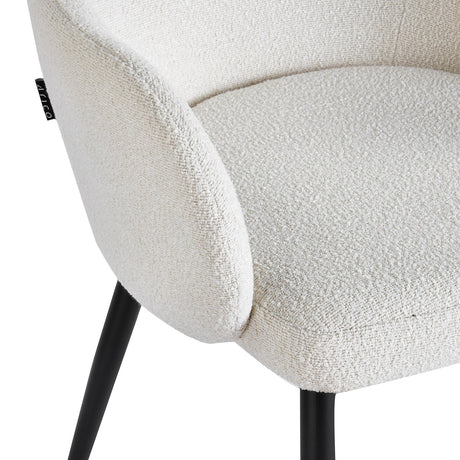 4RICO Intra white sherpa chair with rounded backrest and black metal legs