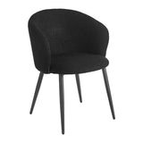 4RICO Asola black sherpa chair with rounded backrest and black metal legs