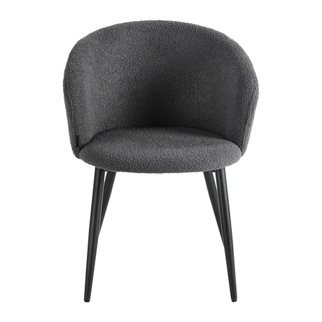 4RICO Asola grey sherpa chair with rounded backrest and black metal legs