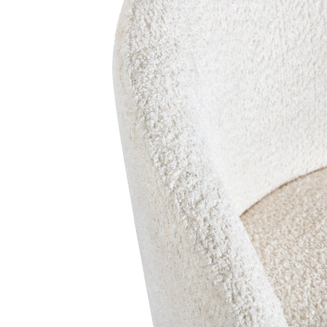 4RICO Verso white sherpa chair with contoured backrest and black metal legs