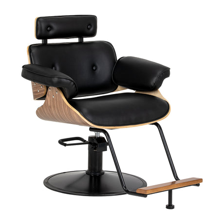 Gabbiano Florencja black and walnut hairdressing chair with black base