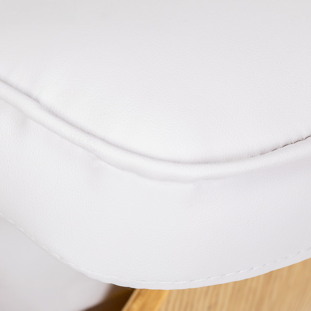 Salon shampoo unit with synthetic leather upholstery and ceramic bowl