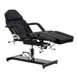 Hydraulic black salon chair with reclining backrest for studios