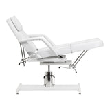 White salon client chair with adjustable split footrest by Sillon