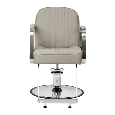 Beige Gabbiano Acri hairdressing chair with adjustable height and padded seat for salon styling and comfort.