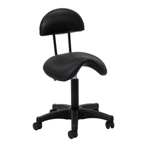 Czarny kosmetyczny taboret siodłowy ACTIVESHOP 6001 z oparciem