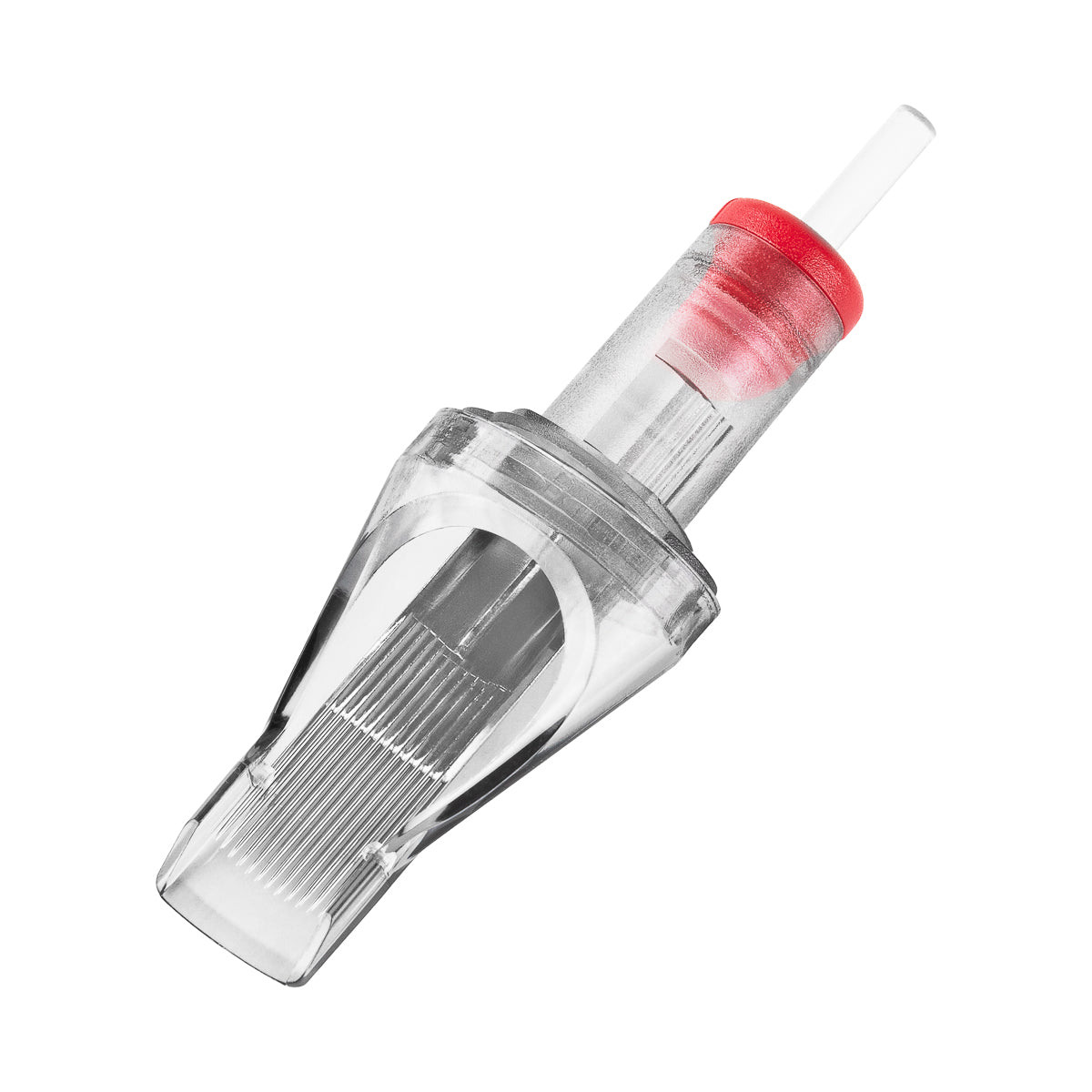 Set of 10 EL CARTEL V2 0.35mm 27RM ShortTaper tattoo cartridges with precision needle tips for professional tattooing.