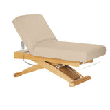 Sillon Siesta Elektryczna Leżanka SPA – Beżowa, Jasnobrązowa Podstawa · Pozycja odchylona