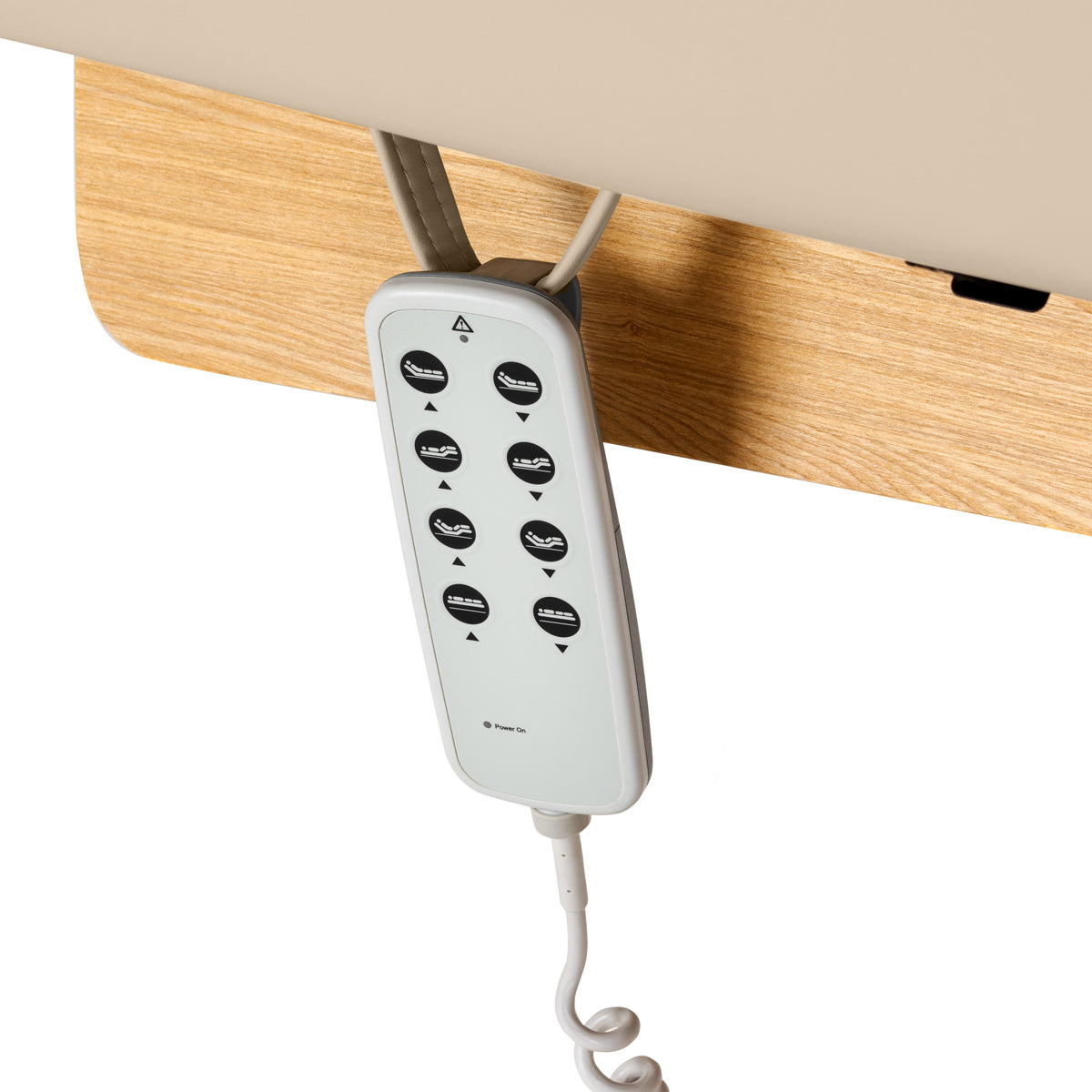 Sillon Siesta Elektryczna Leżanka SPA – Beżowa, Jasnobrązowa Podstawa · Pilot
