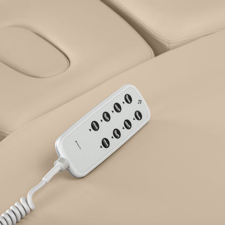 Elektryczna Leżanka SPA Sillon Relax – Kolor Beżowy, Podstawa Czarna · Pilot