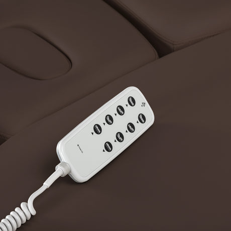Elektryczna Leżanka SPA Sillon Relax – Kolor Ciemny Brąz, Podstawa Czarna · Pilot