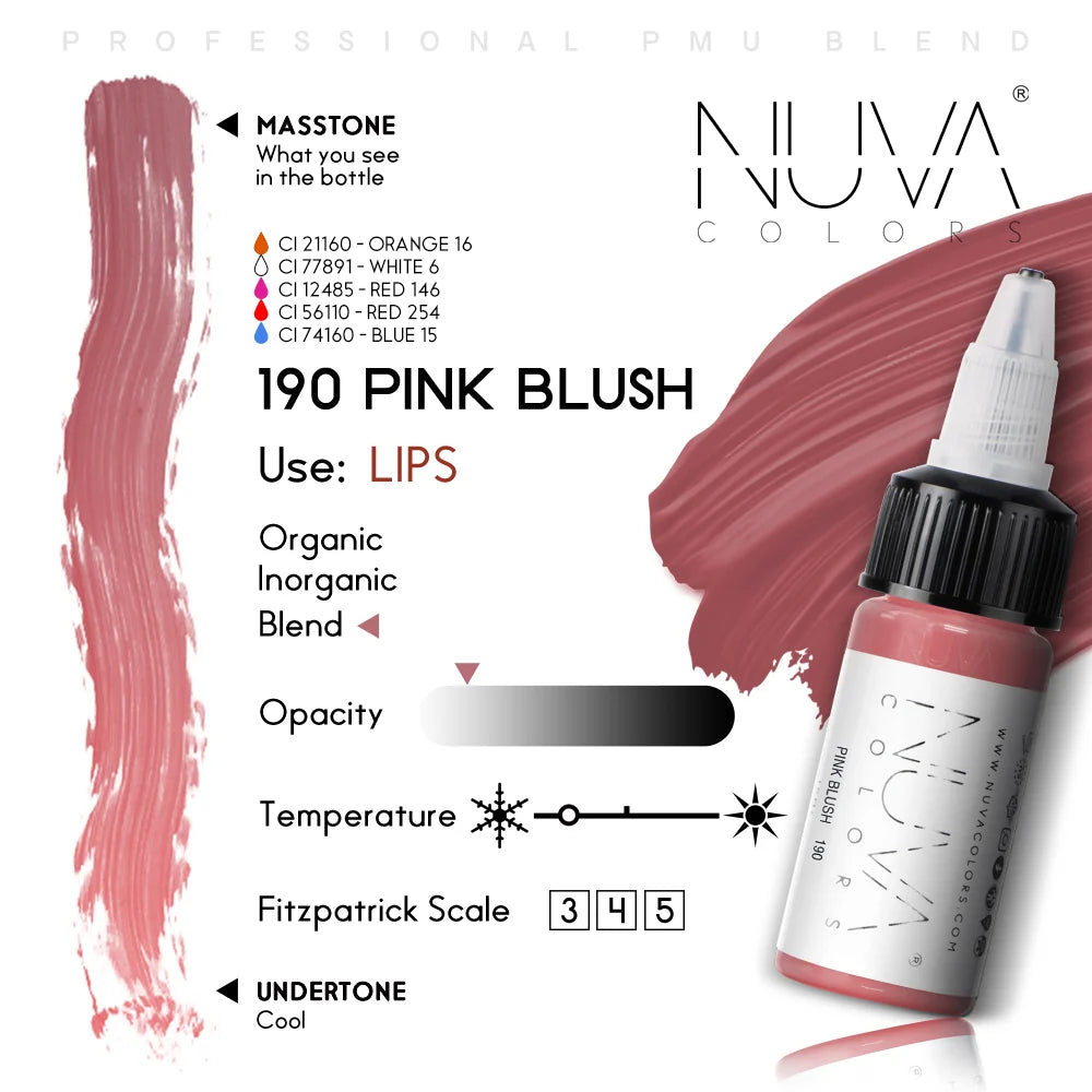 Nuva Colors Pink Blush 15ml cool pink permanent makeup lip pigment