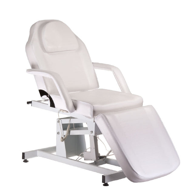 Electrical cosmetic chair BD-8251 by Beauty System in white with adjustable features and padded seat for salon treatments.