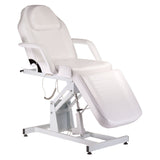 Electric cosmetic chair BD-8251 by Beauty System, white leather upholstery with adjustable features and sturdy metal base.