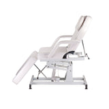 Electrical cosmetic chair BD-8251 by Beauty System, white leather upholstery, adjustable height and backrest for salon treatments.
