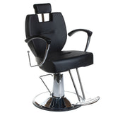 Black Barber Chair HEKTOR BH-3208 by Beauty System with padded armrests and adjustable headrest, suitable for professional salons