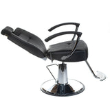 Black Barber Chair HEKTOR BH-3208 by Beauty System with padded seat, adjustable height, and sturdy metal frame for professional salons.