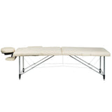 Beauty System Massage and Rehabilitation Table BS-723 Cream with adjustable height and cushioned surface for therapeutic treatments.