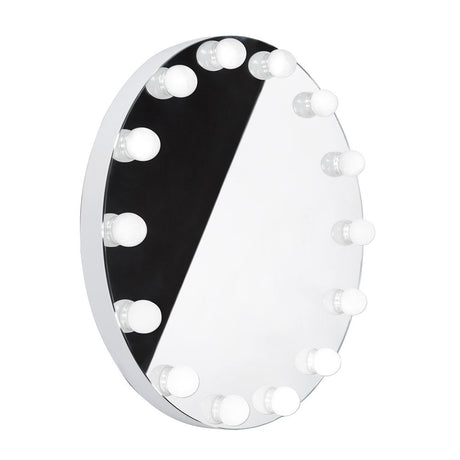 LED illuminated Hollywood oval mirror by Beauty System, 80cm wide, with built-in lighting and sleek oval design.
