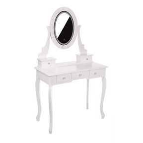 KARI White Vanity Table with LED Mirror & Stool - BVShop
