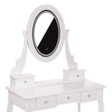 KARI White Vanity Table with LED Mirror & Stool - BVShop