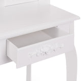 White NINA Dressing Table with LED Mirror + Stool - BVShop